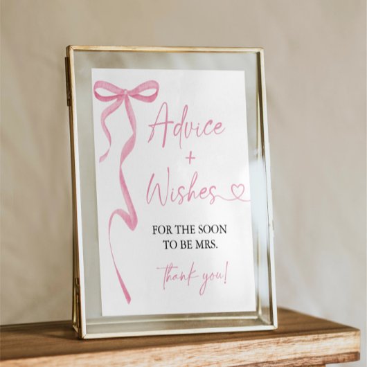 ピンクボウアドバイスとウィッシュブライダルシャワーゲーム ポスター