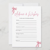 ピンクボウアドバイスとウィッシュブライダルシャワーゲーム 招待状 (正面)