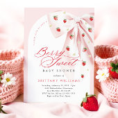 ピンクボウアーチベリースイートベビーシャワー 招待状