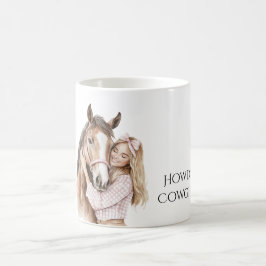 ピンクボウウェスタンファーム女性のカーボーイホース コーヒーマグカップ