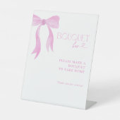 ピンクボウウォータースカラーブライダルシャワーブーケバー 台座サイン (正面)