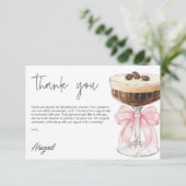 ピンクボウエスプレッソマルティーニブライダルシャワーサンキューバッド エンクロージャーカード (スタンド正面)