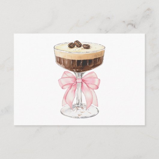 ピンクボウエスプレッソマルティーニブライダルシャワーレシピ エンクロージャーカード (裏面)