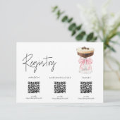 ピンクボウエスプレッソマルティーニブライダルシャワー – レジストリ エンクロージャーカード (スタンド正面)