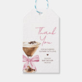 ピンクボウエスプレッソマルティーニベイビーシャワーメッセージカード ギフトタグ (正面)