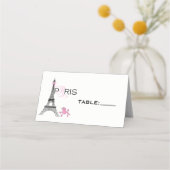 ピンクボウエッフェルタワーパリフランスプードルパーティー プレイスカード (裏面)