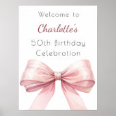 ピンクボウエレガントな誕生日パーティーへようこそ ポスター (正面)