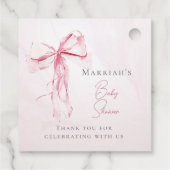 ピンクボウエレガントウォーター色ガールベビーシャワー フェイバータグ (裏面)