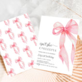 ピンクボウエレガントオンダーフル赤ちゃん女の子1st誕生日 招待状