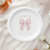 ピンクボウエレガントガールファースト誕生日 ペーパープレート