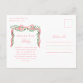 ピンクボウエレガントガールベビーシャワー招待状 ポストカード (裏面)