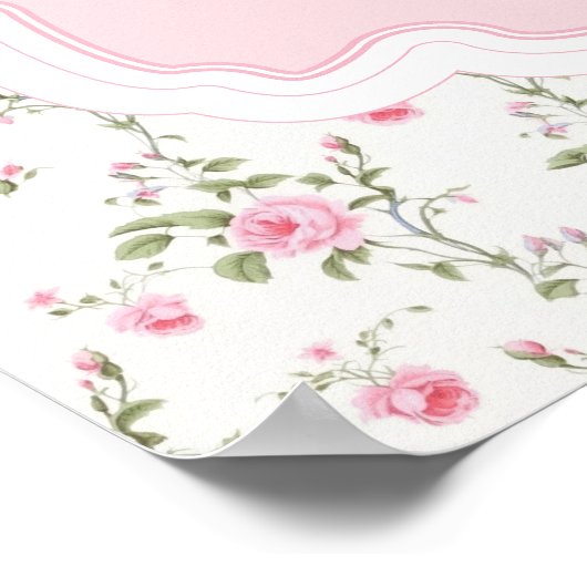 ピンクボウエレガントガール赤ちゃんシャワーへようこそ ポスター (角)