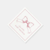 ピンクボウエレガントガール赤ちゃんシャワー スタンダードカクテルナプキン (角)
