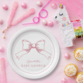 ピンクボウエレガントガール赤ちゃんシャワー ペーパープレート (パーティー)
