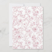 ピンクボウエレガントガール赤ちゃんシャワー 招待状 (裏面)