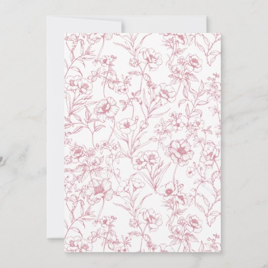 ピンクボウエレガントガール赤ちゃんシャワー 招待状 (裏面)