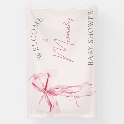 ピンクボウエレガントガール赤ちゃんシャワー 横断幕 (縦)