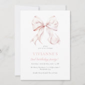 ピンクボウエレガントガール2nd誕生日 招待状 (正面)