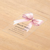 ピンクボウエレガントキンセアニェラ高級澄ん アクリル招待状 (レイダウン)