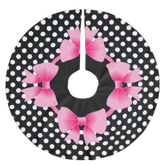 ピンクボウエレガントクリスマス ブラッシュドポリエステルツリースカート (正面)