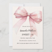 ピンクボウエレガントクリームSWEET 16ラグジュアリー 招待状 (正面)