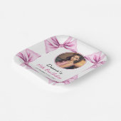 ピンクボウエレガントコケット写真甘い16誕生日 ペーパープレート (傾斜あり)