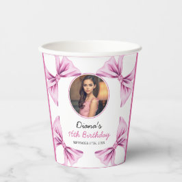 ピンクボウエレガントコケット写真甘い16誕生日 紙コップ