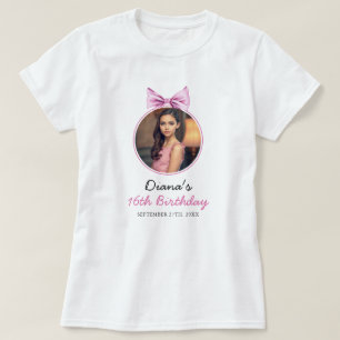 ピンクボウエレガントコケット写真甘い16誕生日 Tシャツ