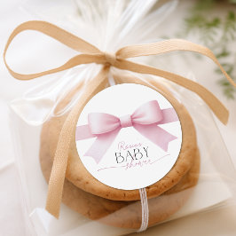 ピンクボウエレガントコケット女の子ベビーシャワー ラウンドシール