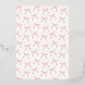 ピンクボウエレガントコケット女の子ベビーシャワー 箔招待状 (裏面)