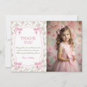 ピンクボウエレガントコケット誕生日ありがとう サンキューカード (正面)