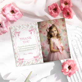 ピンクボウエレガントコケット誕生日ありがとう サンキューカード