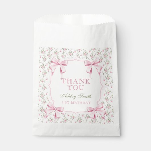 ピンクボウエレガントコケット誕生日ありがとう フェイバーバッグ (正面)