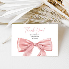 ピンクボウエレガントコケット赤ちゃんシャワー サンキューカード
