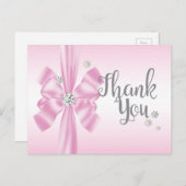 ピンクボウエレガントサンキューカード ポストカード (正面/裏面)