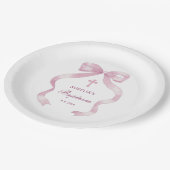 ピンクボウエレガントバプテスマ ペーパープレート (アングル)