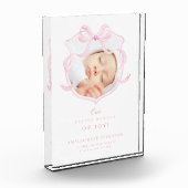 ピンクボウエレガントフォトベビーガールアクリルブロック フォトブロック (左)