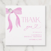 ピンクボウエレガントブライダルシャワースクリプトサンキュー フェイバータグ (正面)