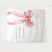 ピンクボウエレガントブライダルシャワー写真の背景 タペストリー (正面(横))