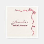 ピンクボウエレガントブライダルシャワー スタンダードカクテルナプキン (正面)