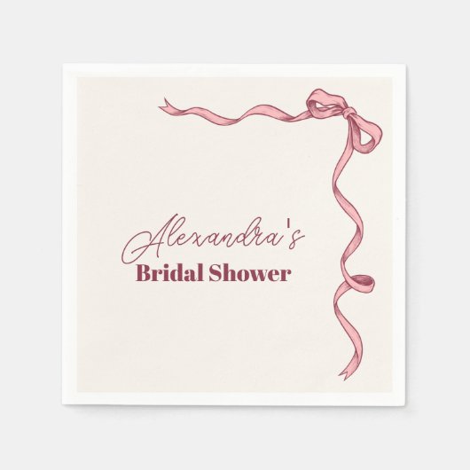 ピンクボウエレガントブライダルシャワー スタンダードカクテルナプキン (正面)