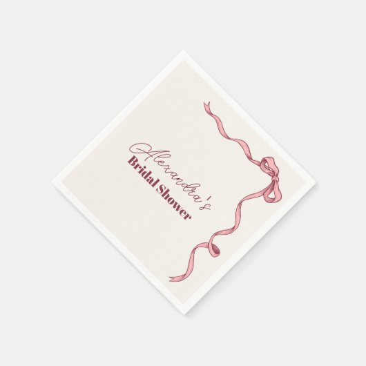 ピンクボウエレガントブライダルシャワー スタンダードカクテルナプキン (角)