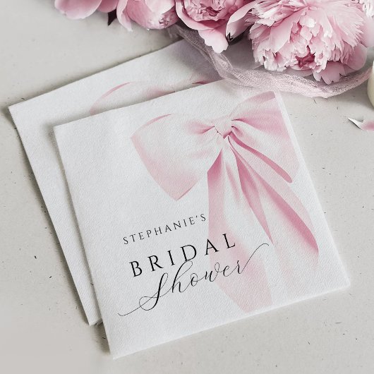 ピンクボウエレガントブライダルシャワー スタンダードカクテルナプキン