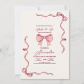 ピンクボウエレガントブライダルシャワー 招待状 (正面)