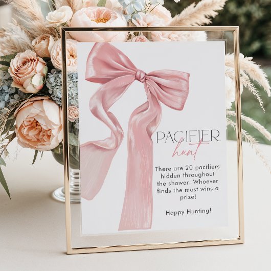 ピンクボウエレガントベイビーシャワーおしゃぶり狩り ポスター