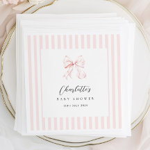 ピンクボウエレガントベイビーシャワーペーパーナプキン