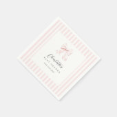 ピンクボウエレガントベイビーシャワーペーパーナプキン スタンダードカクテルナプキン (角)