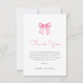ピンクボウエレガントベイビーシャワー サンキューカード (正面)