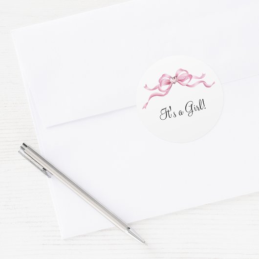 ピンクボウエレガントベイビーシャワー ラウンドシール