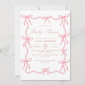 ピンクボウエレガントベイビーシャワー 招待状 (正面)